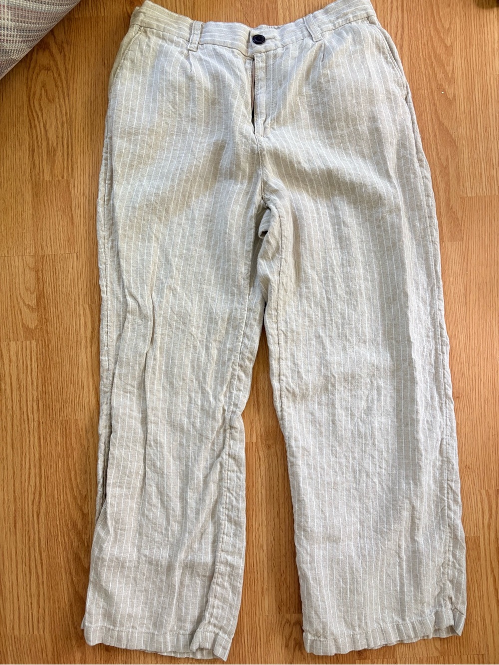Women’s Lightweight Pinstripe Linen Blend Pants - Natural
